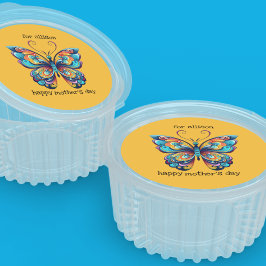 Bright Rainbow Buttery | Aqua | Blå | ORANGE Runt Klistermärke