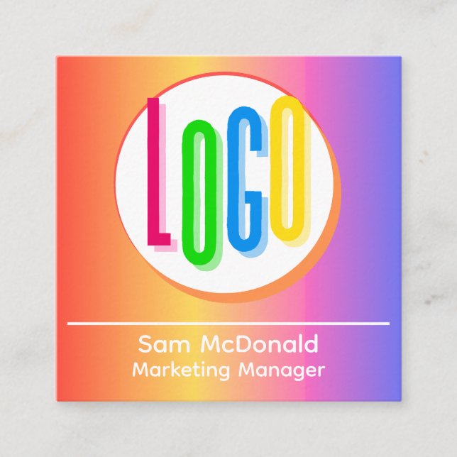 BRIGHT RAINBOW FÄRG EGEN LOGOTYP SOM ÄR FÖRBÄTTRAD FYRKANTIGT VISITKORT (Framsida)