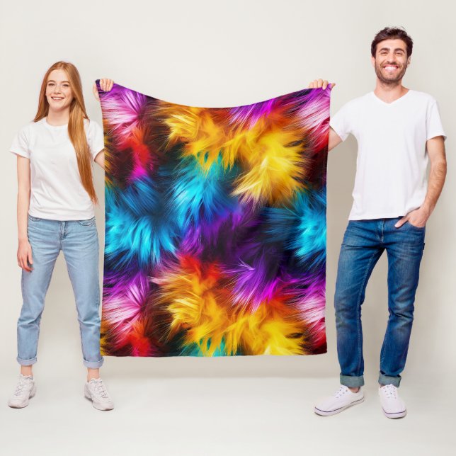 Bright Rainbow faux monster päls struktur Fleecefilt (På plats)