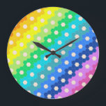 Bright Rainbow Geometric Hexagon Flower Mönster Stor Klocka<br><div class="desc">Bright Rainbow Geometric Hexagon Flower Mönster</div>