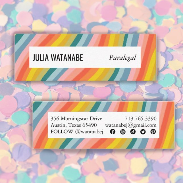 Bright Rainbow Handmade Rand med Social-ikoner Mini Visitkort (Skapare uppladdad)