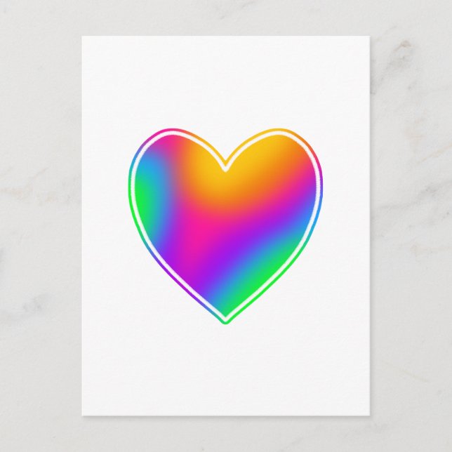 Bright Rainbow Heart Blank Vykort (Framsida)