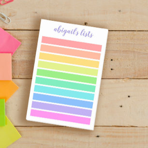 Bright Rainbow List - anpassat namn Post-it Block