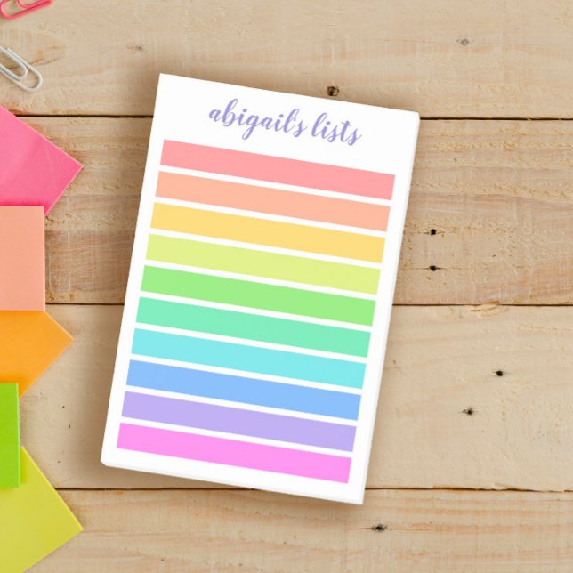Bright Rainbow List - anpassat namn Post-it Block (Skapare uppladdad)