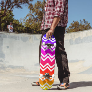 Bright Rainbow med White Zig Zag Line Art Mini Skateboard Bräda 18,5 Cm