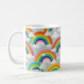 Bright Rainbow Mug with Clouds Kaffemugg