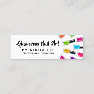 Bright Rainbow Nail Art Tech Salon Social Media Mini Visitkort