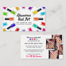 Bright Rainbow Nail Polish Art Tech Salon 4-Photo Visitkort