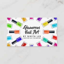 Bright Rainbow Nail Polish Art Tech Salon 4-Photo Visitkort