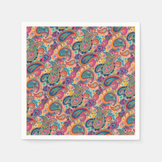 Bright Rainbow Paisley Pappersservett