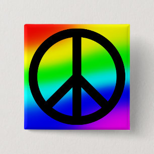 Bright Rainbow Peace Symbol Knapp