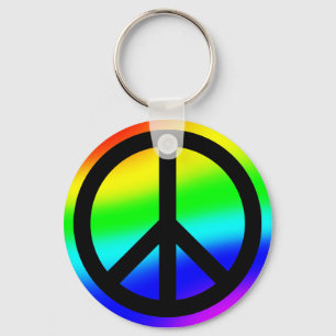 Bright Rainbow Peace Symbol Nyckelring