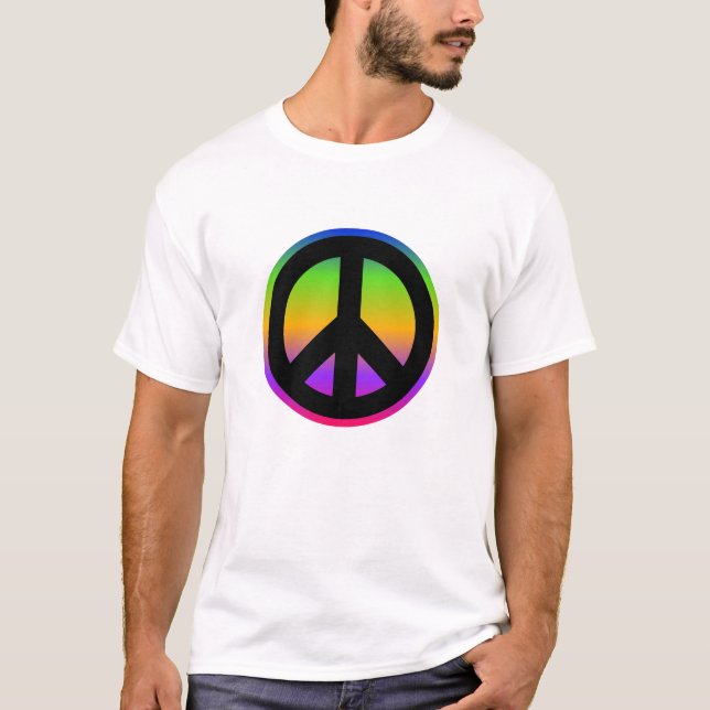 Bright Rainbow Peace Symbol T-Shirt (Framsida)