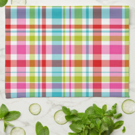 Bright Rainbow Plaid Checkered Pattern Kökshandduk