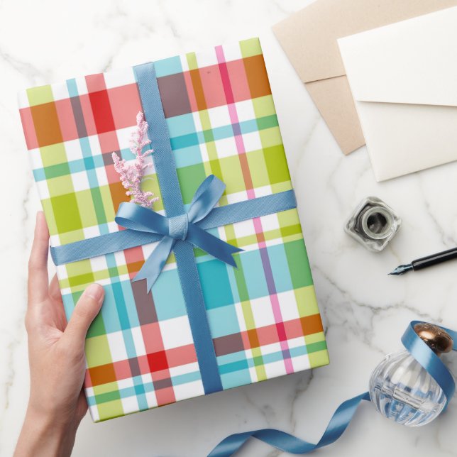 Bright Rainbow Plaid Checkered Pattern Presentpapper (Gifting)