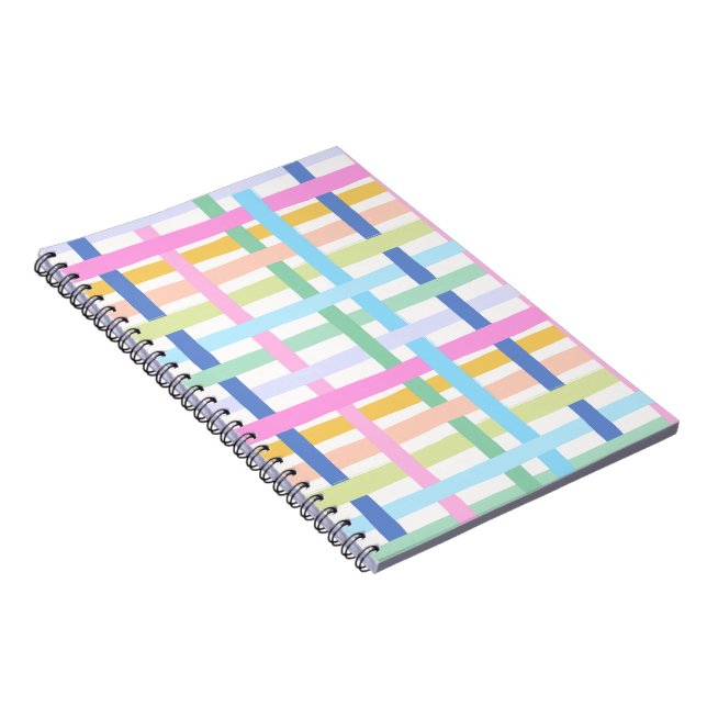 Bright Rainbow Plaid Journal - Colourful pastel Anteckningsbok (Högra Sidan)