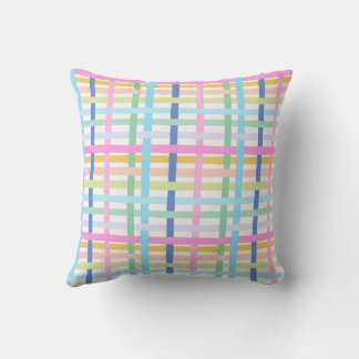 Bright Rainbow Plaid - Maximalist Gingham Kudde