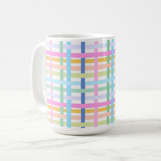 Bright Rainbow Plaid Mug - Colourful Pastel Kaffemugg