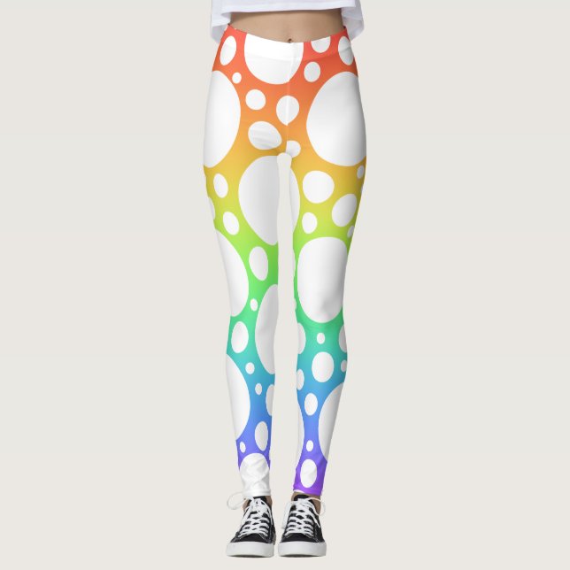 Bright Rainbow Polka Dot Leggings (Framsida)