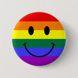Bright Rainbow Rand Ansikte Knapp