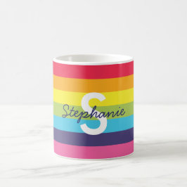Bright Rainbow Rand Initial Namn Mugg