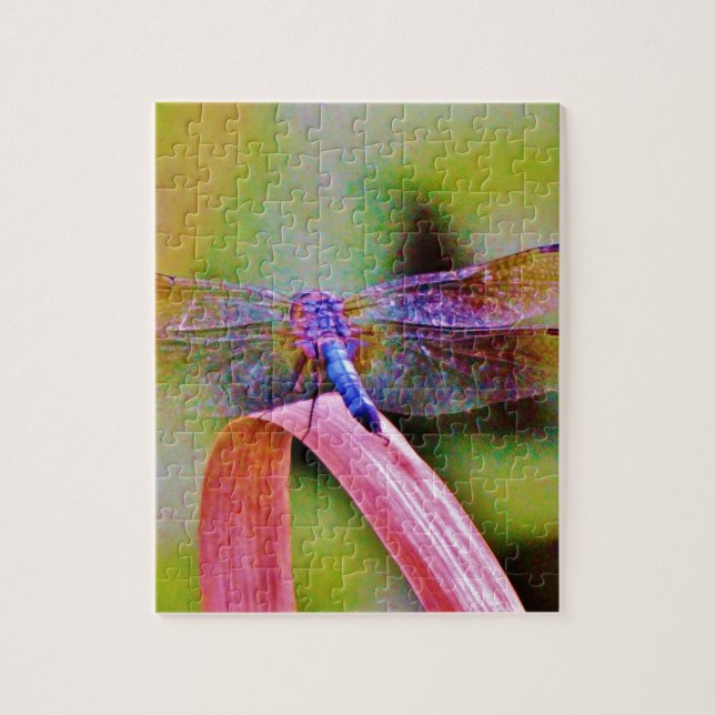 Bright Rainbow Rosa Dragonfly Pussel (Vertikal)