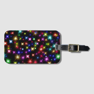 Bright Rainbow Sparkles, Stars & Fireworks Bagagebricka