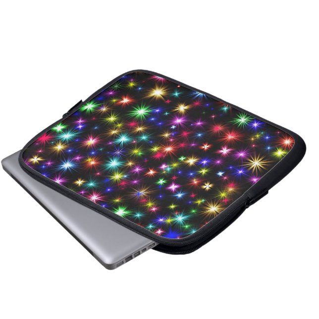 Bright Rainbow Sparkles, Stars & Fireworks Laptop Fodral (Framre botten)