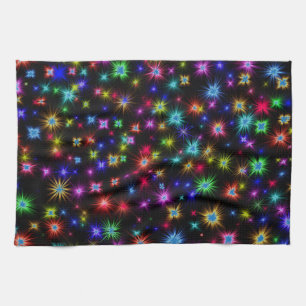 Bright Rainbow Sparkles, Stars och Fireworks Kökshandduk