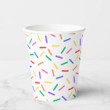 Bright Rainbow Sprinkles Papprare Party Kopp