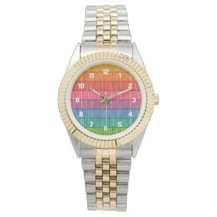 Bright Rainbow Stripe Mönster Armbandsur