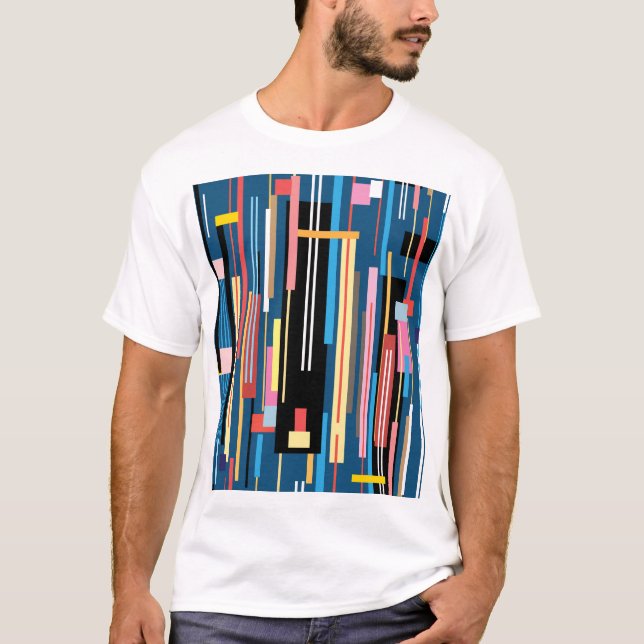 Bright Rand Abstrakt Mönster T Shirt (Framsida)