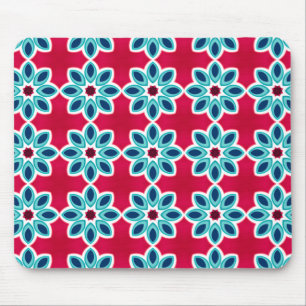 Bright Red and Blue Modern Geometric Mönster Musmatta