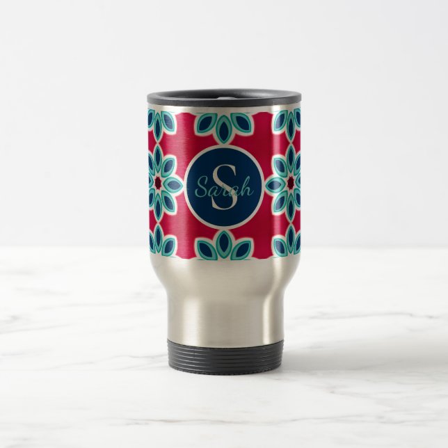 Bright Red and Blue Modern Geometric Personalised Resemugg (Center)