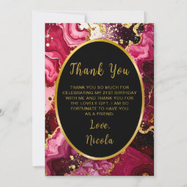 Bright Red and Gold Marble Agate Birthday Party Tack Kort