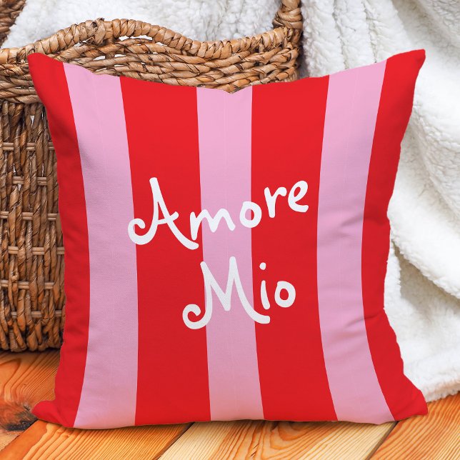 Bright Red and Pink Stripes | Amore Mio Kudde (Skapare uppladdad)