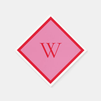 Bright Red and Rosa Monogrammed Pappersservett