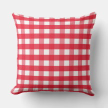 Bright Red and White Gingham Land Dekorativ kudde