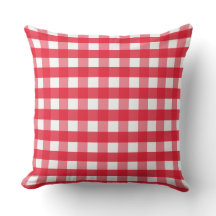 Bright Red and White Gingham Land Dekorativ kudde