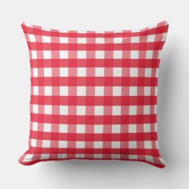 Bright Red and White Gingham Land Dekorativ kudde