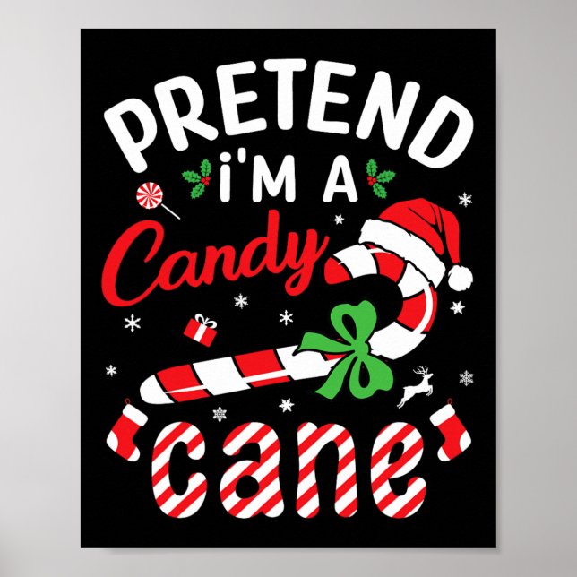 Bright Red and White jul Candy cane Shirts U Poster (Framsidan)