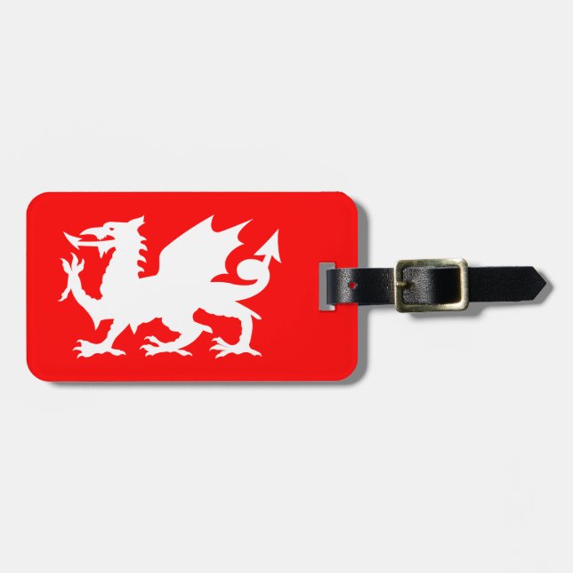 Bright Red and White Welsh Dragon Bagagebricka (Horisontell Framsida)