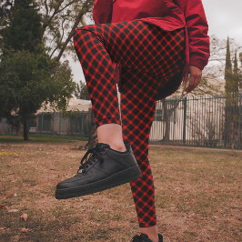 Bright Red Black Check jul Pajama Byxor