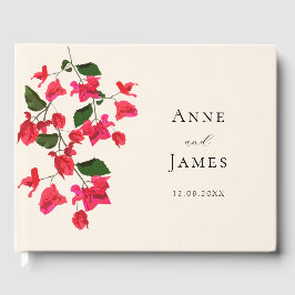 Bright Red Bougainvillea Flower Guest Bröllop Bok