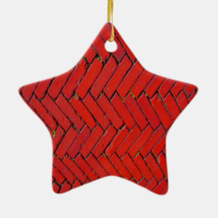 Bright Red Brick Chevron mönster Julgransprydnad Keramik