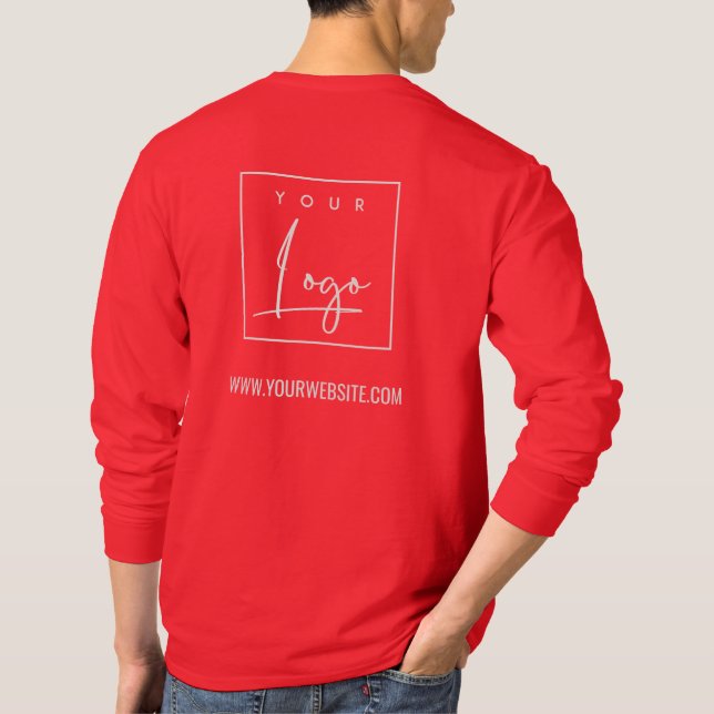Bright Red Business Add Your Logotyp Namn webbplat T Shirt (Baksida)