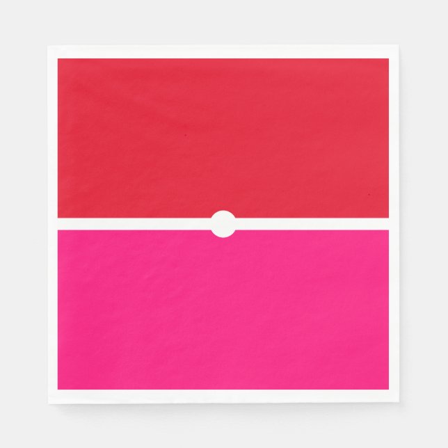 Bright Red Candy Rosa White Banded Färg Blocks Pappersservett (Framsidan)