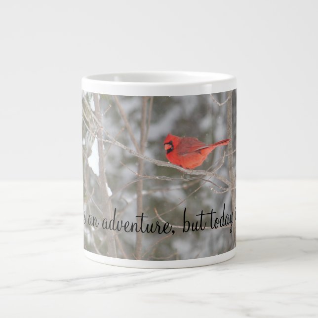 Bright Red Cardinal Bird Jumbo Mugg (Framsidan)