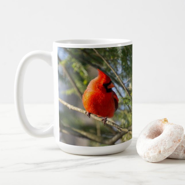 Bright Red Cardinal Kaffemugg (Med munk)