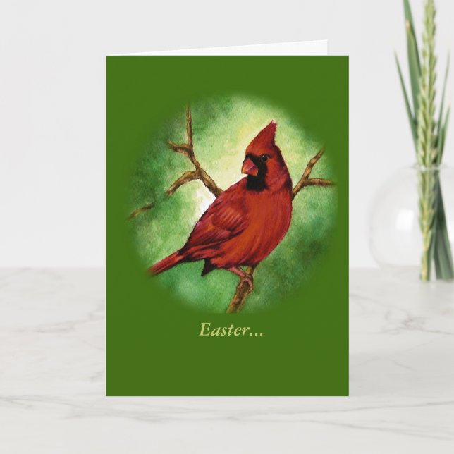 Bright Red Cardinal Påsk Card Helgkort (Framsida)